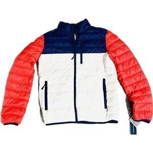 New CLUB ROOM Men's Quilted Packable Puffer Jacket, COLOR BLOCK
BLUE OFF WHITE S